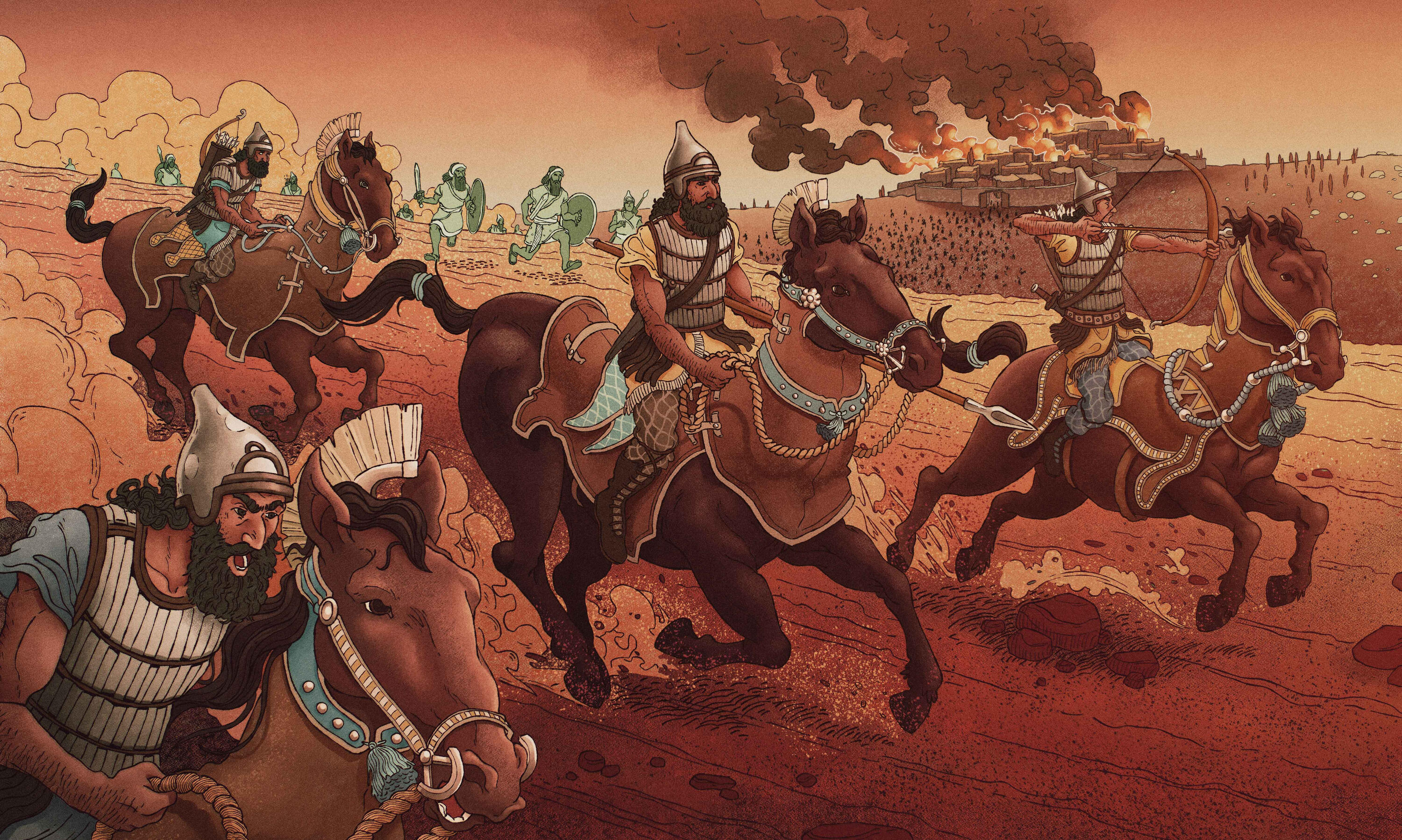 Habacuque 1:6-9 – ilustração bíblica em lineart e pintura digital, parte do acervo da OldNewBox